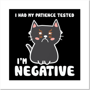 Sarcastic Black Cat I Had My Patience Tested I'm Negative Posters and Art